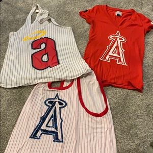 3 VS Pink MLB Angel Baseball Tees